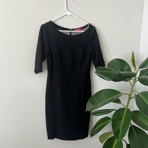 Catherine Maladrino black with front knit detail sheath dress seize 6